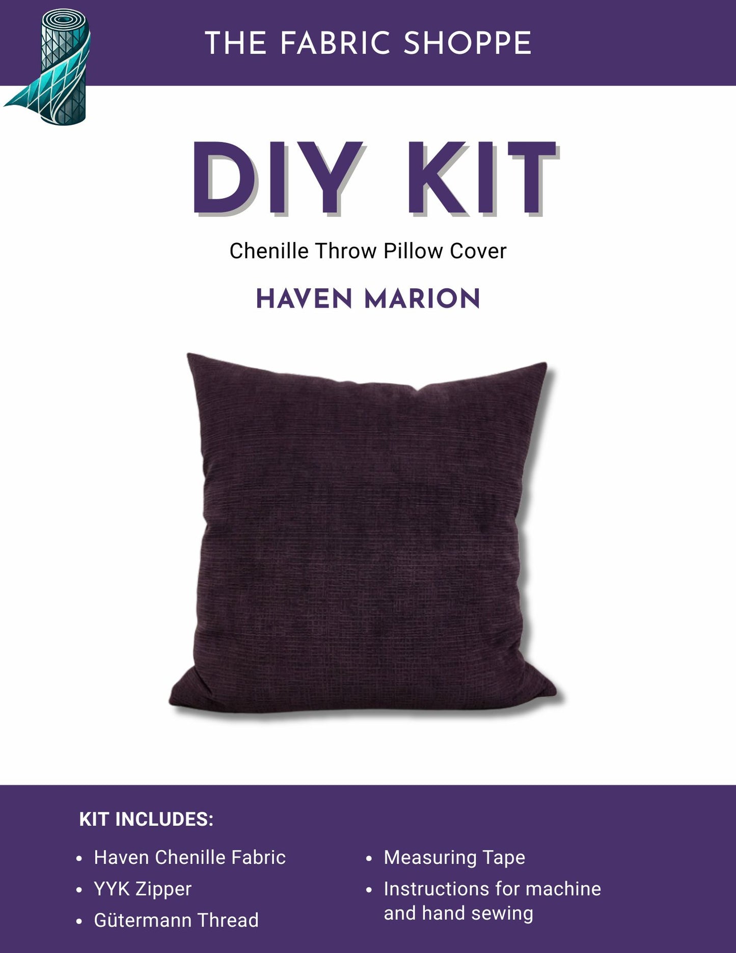 DIY Throw Pillow Cover Kit - Haven Marion Chenille Fabric