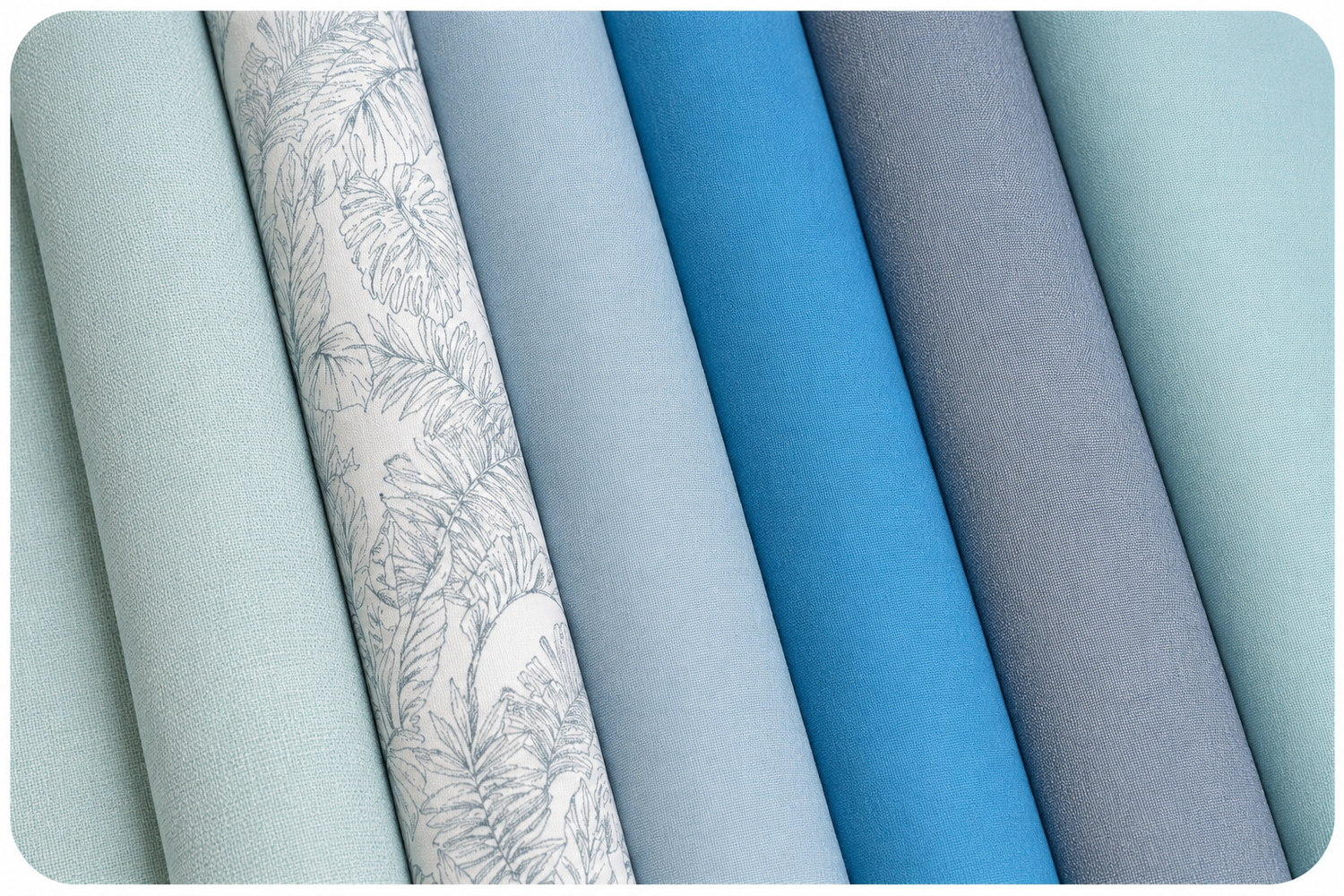 Light Blue & Sky Blue Fabric by the Yard