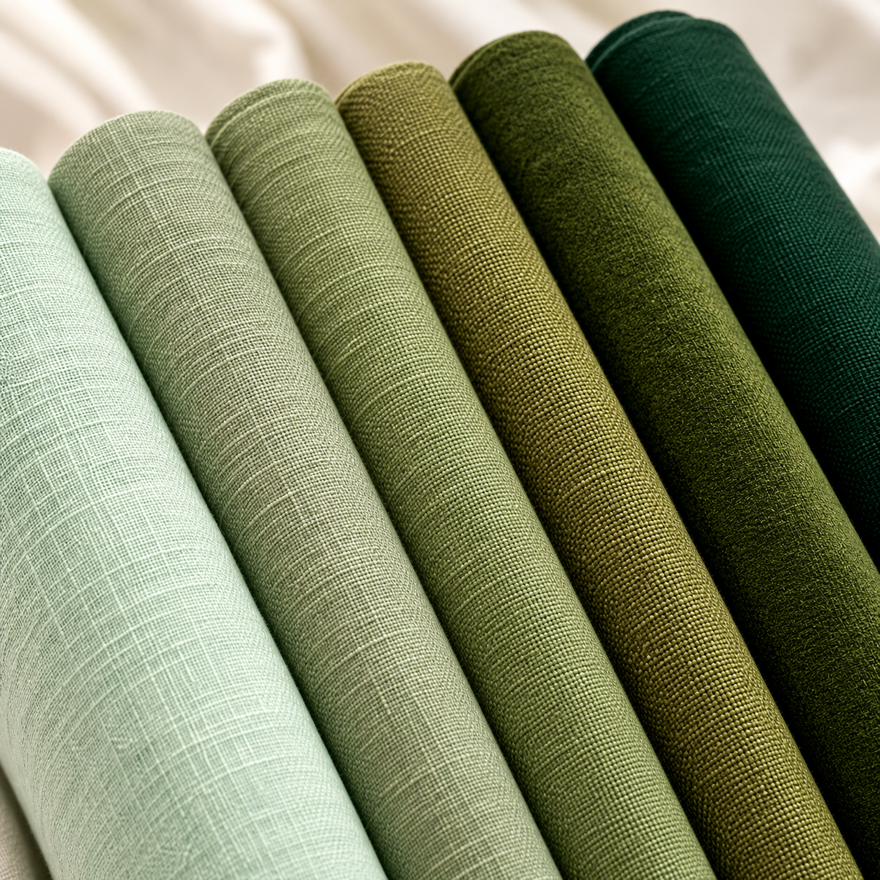 close-up-macro-green-upholstery-fabric-bolts-mint-to-emerald