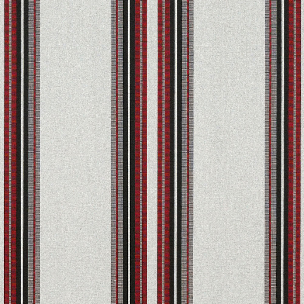 Sunbrella 46 Stripes Standard Burgundy/Black/White Fabric