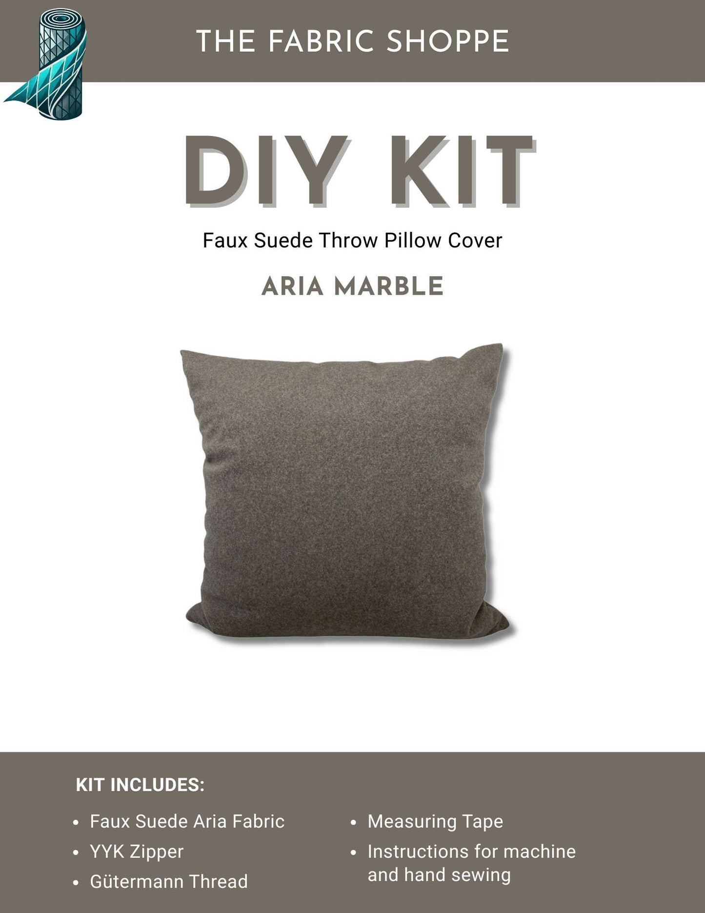 DIY Throw Pillow Cover Kit - Aria Marble Faux Suede Fabric