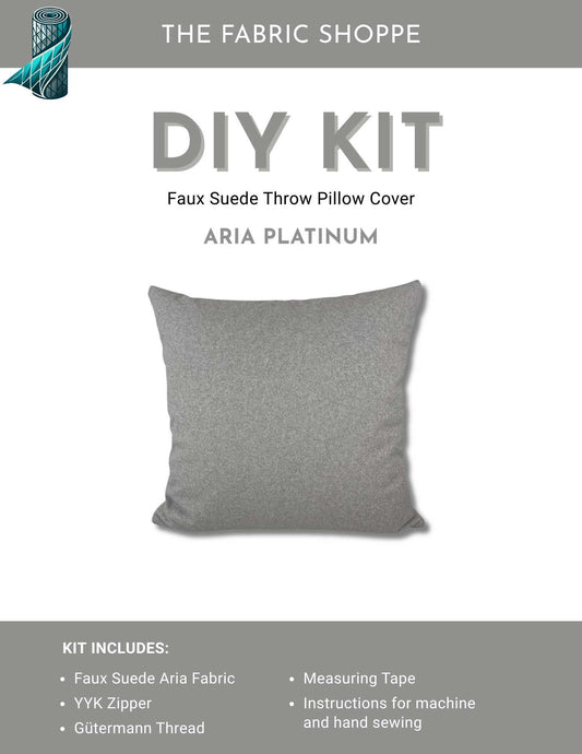 DIY Throw Pillow Cover Kit - Aria Platinum Faux Suede Fabric