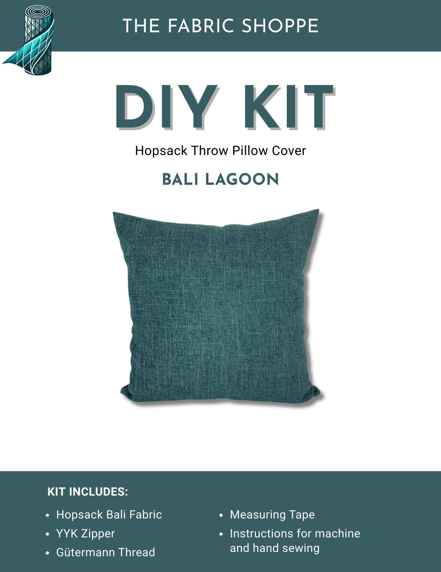 DIY Throw Pillow Cover Kit - Bali Lagoon Hopsack Fabric