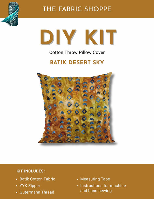 DIY Throw Pillow Cover Kit - Batik Desert Sky Cotton Fabric