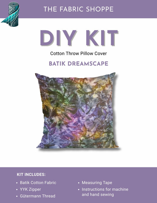 DIY Throw Pillow Cover Kit - Batik Dreamscape Cotton Fabric
