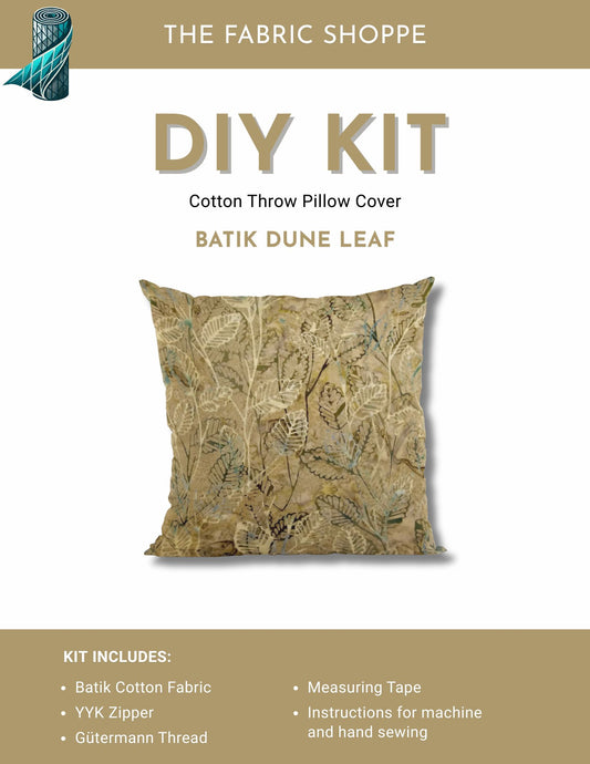 DIY Throw Pillow Cover Kit - Batik Dune Leaf Cotton Fabric