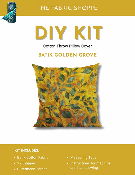 DIY Throw Pillow Cover Kit - Batik Golden Grove Cotton Fabric