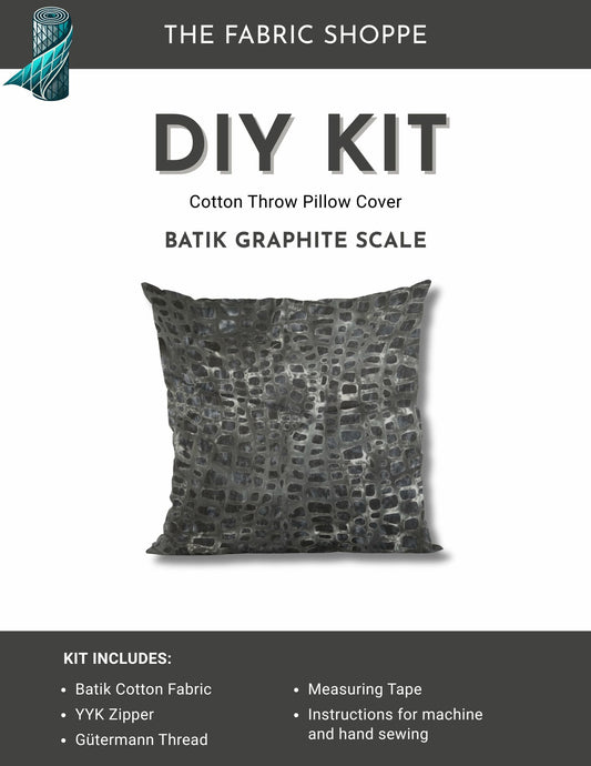 DIY Throw Pillow Cover Kit - Batik Graphite Scale Cotton Fabric