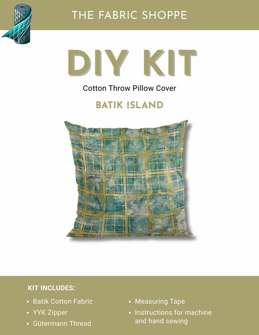 DIY Throw Pillow Cover Kit - Batik Island Cotton Fabric