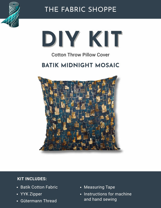DIY Throw Pillow Cover Kit - Batik Midnight Mosaic Cotton Fabric