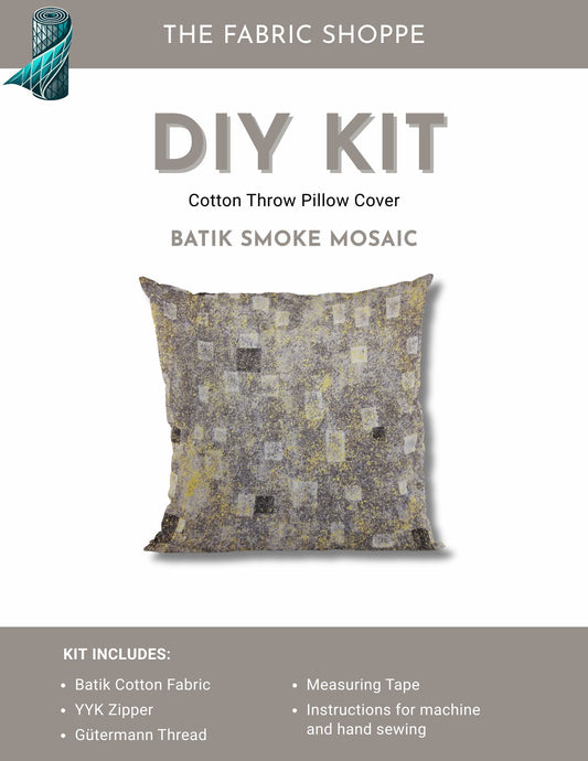 DIY Throw Pillow Cover Kit - Batik Smoke Mosaic Cotton Fabric