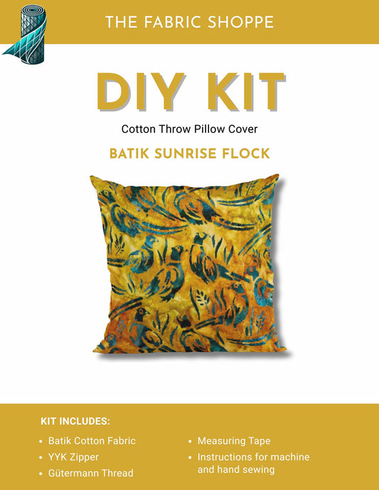 DIY Throw Pillow Cover Kit - Batik Sunrise Flock Cotton Fabric