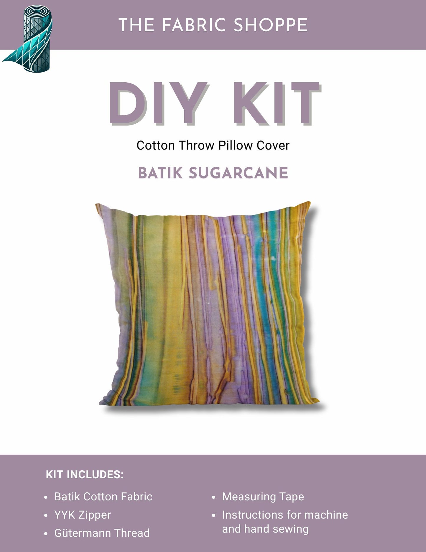 DIY Throw Pillow Cover Kit - Batik Sugarcane Cotton Fabric