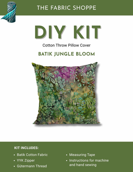 DIY Throw Pillow Cover Kit - Batik Jungle Bloom Cotton Fabric