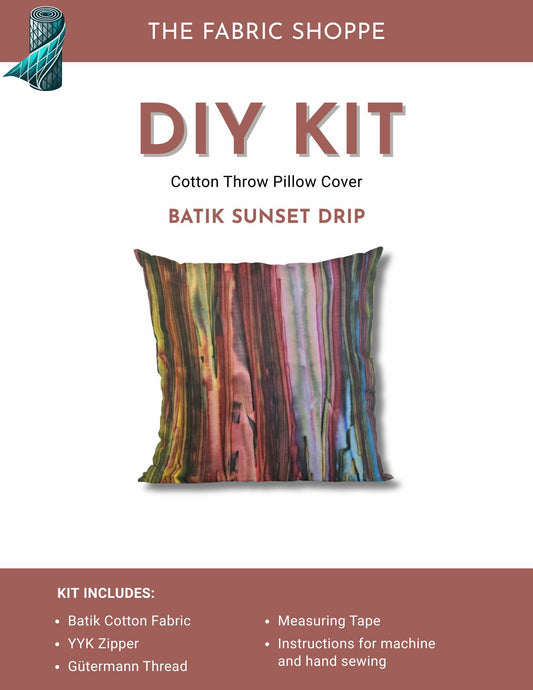 DIY Throw Pillow Cover Kit - Batik Sunset Drip Cotton Fabric