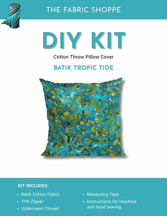DIY Throw Pillow Cover Kit - Batik Tropic Tide Cotton Fabric