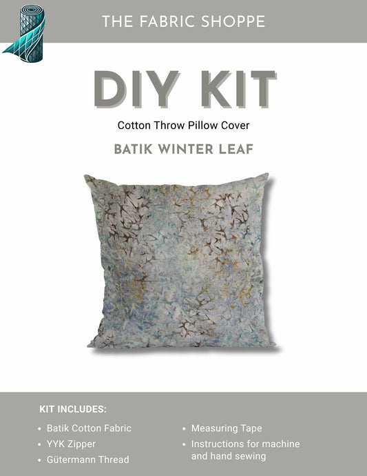 DIY Throw Pillow Cover Kit - Batik Winter Leaf Cotton Fabric
