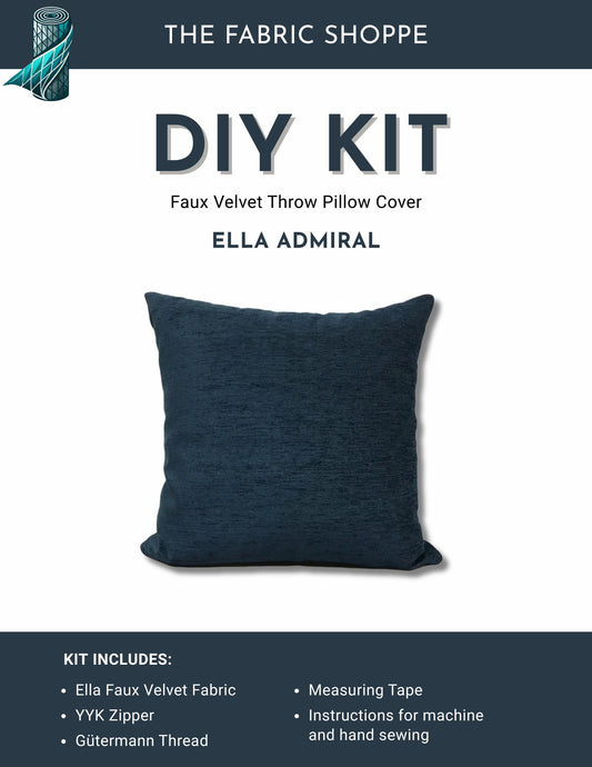 DIY Throw Pillow Cover Kit - Ella Admiral Faux Velvet Fabric
