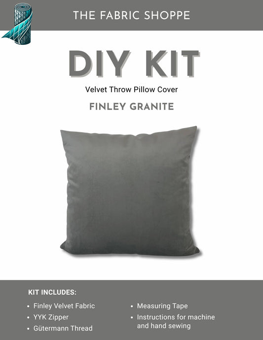 DIY Throw Pillow Cover Kit - Finley Granite Velvet Fabric