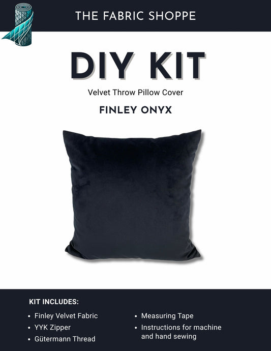DIY Throw Pillow Cover Kit - Finley Onyx Velvet Fabric