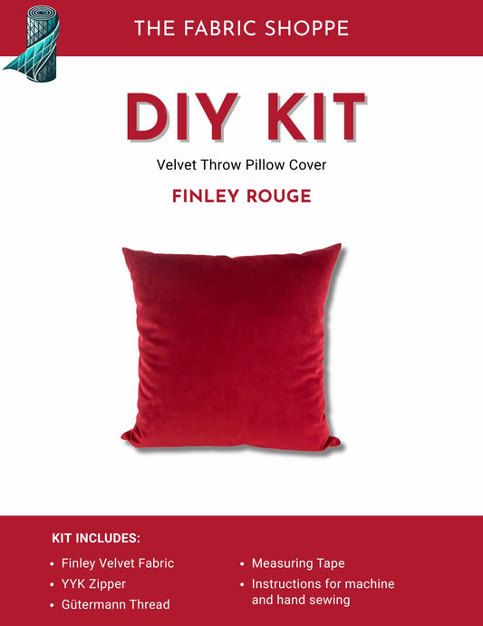 DIY Throw Pillow Cover Kit - Finley Rouge Velvet Fabric