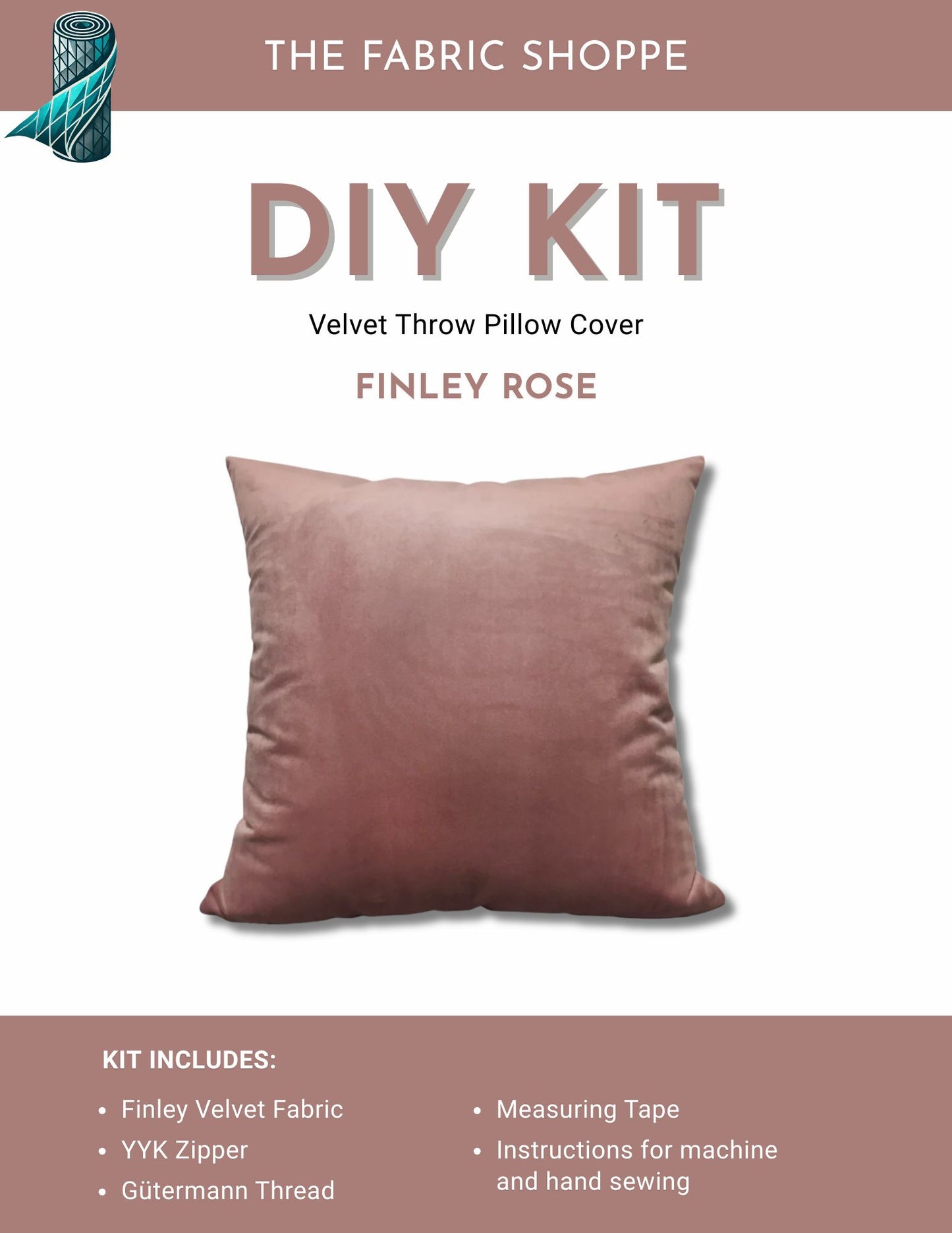 DIY Throw Pillow Cover Kit - Finley Rose Velvet Fabric