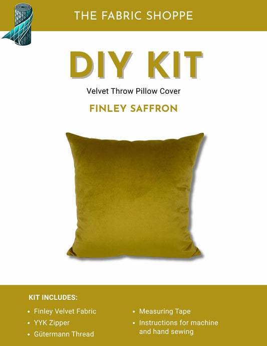 DIY Throw Pillow Cover Kit - Finley Saffron Velvet Fabric