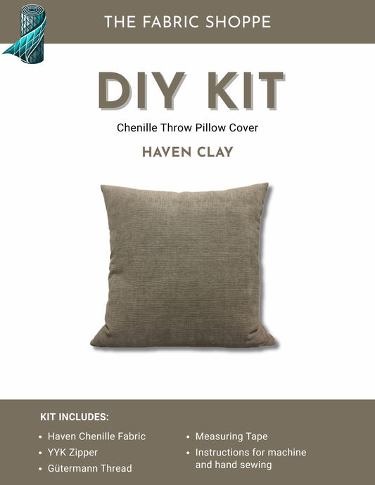 DIY Throw Pillow Cover Kit - Haven Clay Chenille Fabric