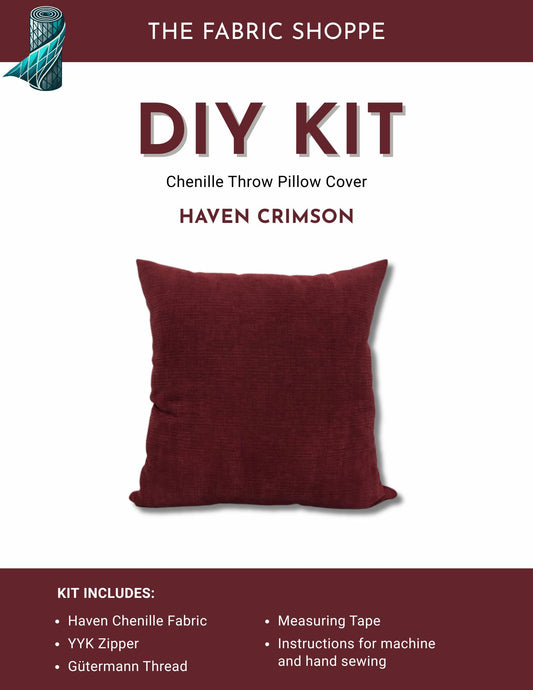 DIY Throw Pillow Cover Kit - Haven Crimson Chenille Fabric
