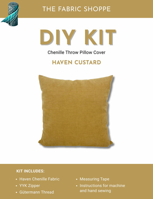DIY Throw Pillow Cover Kit - Haven Custard Chenille Fabric