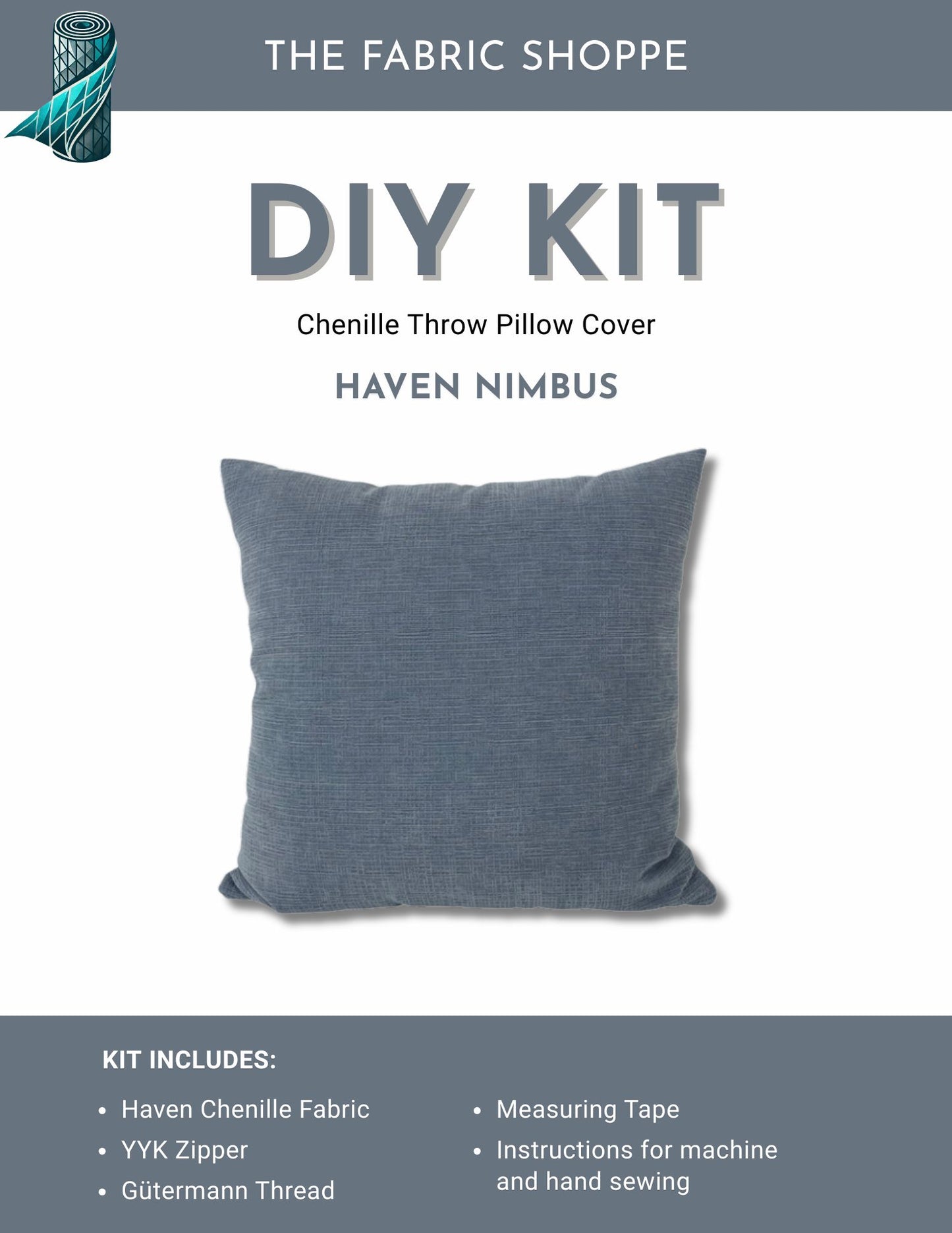 DIY Throw Pillow Cover Kit - Haven Nimbus Chenille Fabric