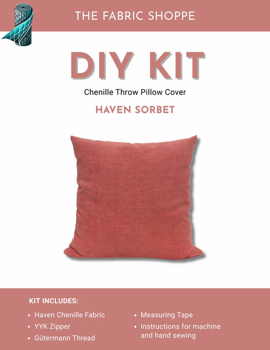 DIY Throw Pillow Cover Kit - Haven Sorbet Chenille Fabric