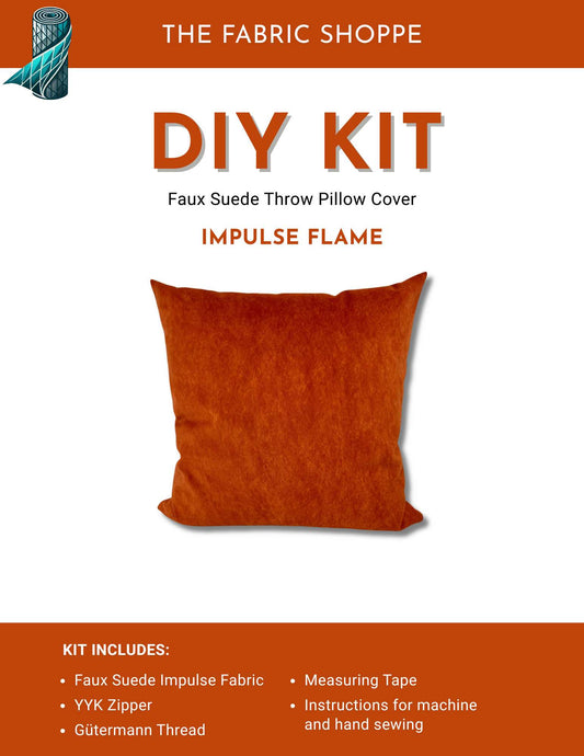 DIY Throw Pillow Cover Kit - Impulse Flame Faux Suede Fabric