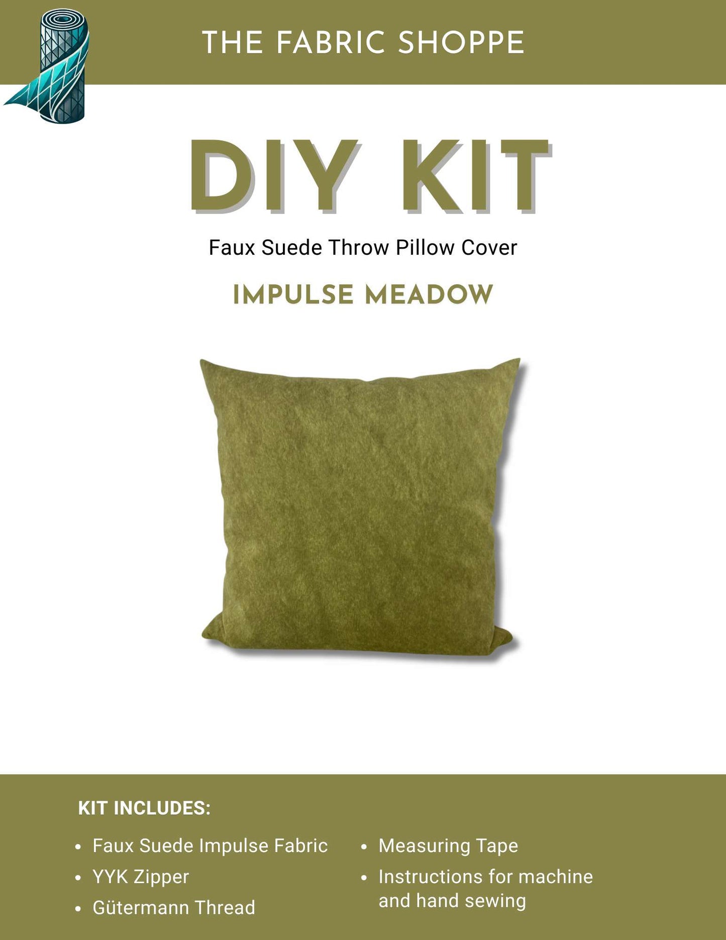 DIY Throw Pillow Cover Kit - Impulse Meadow Faux Suede Fabric