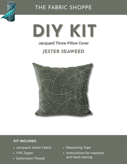 DIY Throw Pillow Cover Kit - Jester Seaweed Jacquard Fabric