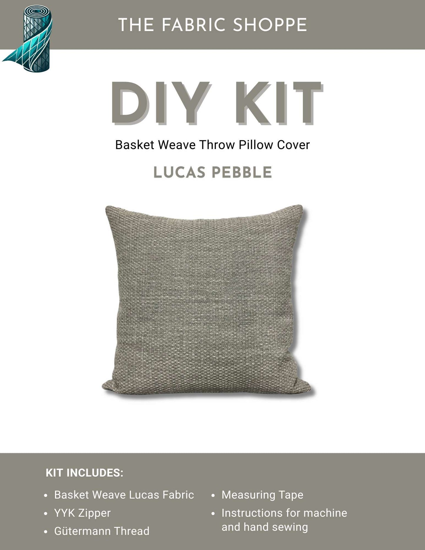 DIY Throw Pillow Cover Kit - Lucas Pebble Basket Weave Fabric
