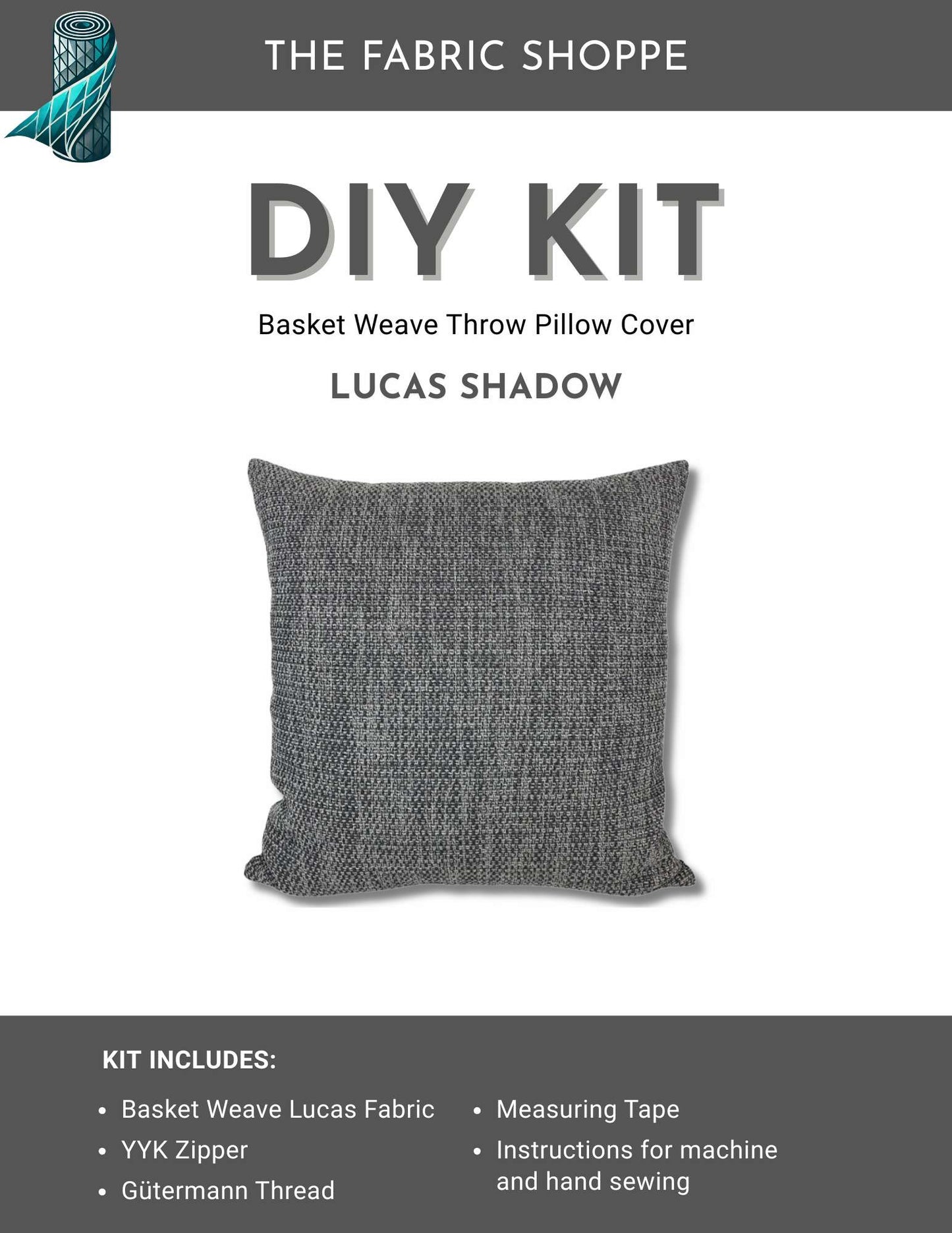 DIY Throw Pillow Cover Kit - Lucas Shadow Basket Weave Fabric