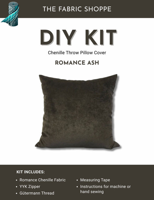 DIY Throw Pillow Cover Kit - Romance Ash Chenille Fabric