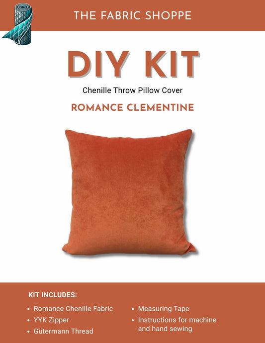 DIY Throw Pillow Cover Kit - Romance Clementine Chenille Fabric
