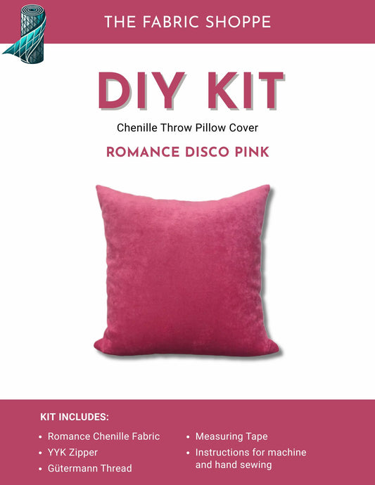 DIY Throw Pillow Cover Kit - Romance Disco Pink Chenille Fabric