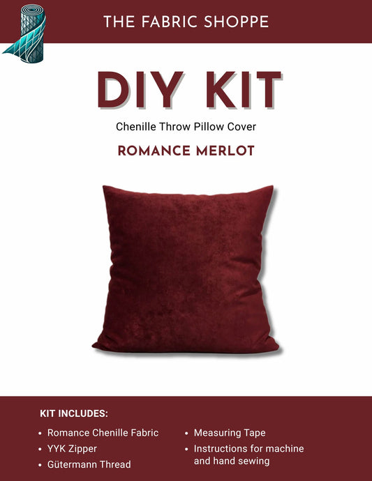 DIY Throw Pillow Cover Kit - Romance Merlot Chenille Fabric