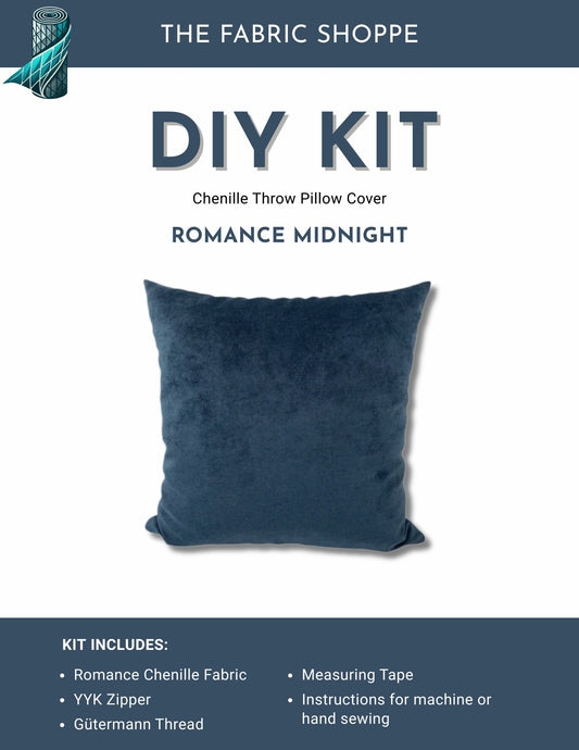 DIY Throw Pillow Cover Kit - Romance Midnight Chenille Fabric