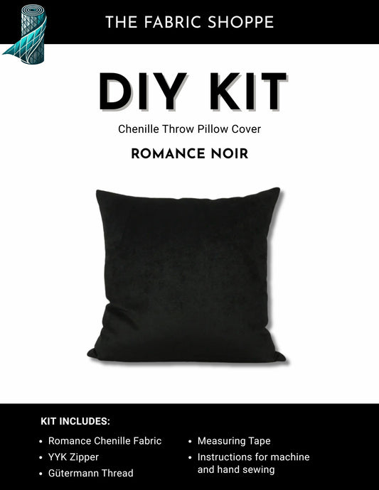 DIY Throw Pillow Cover Kit - Romance Noir Chenille Fabric