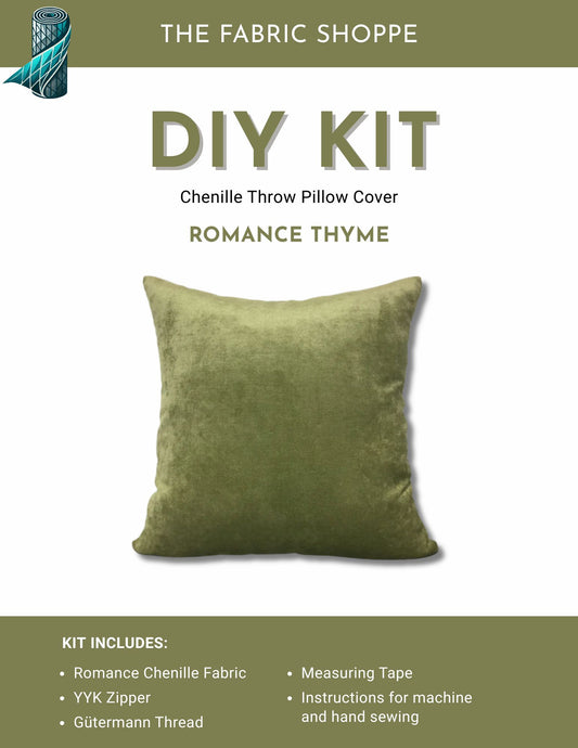 DIY Throw Pillow Cover Kit - Romance Thyme Chenille Fabric