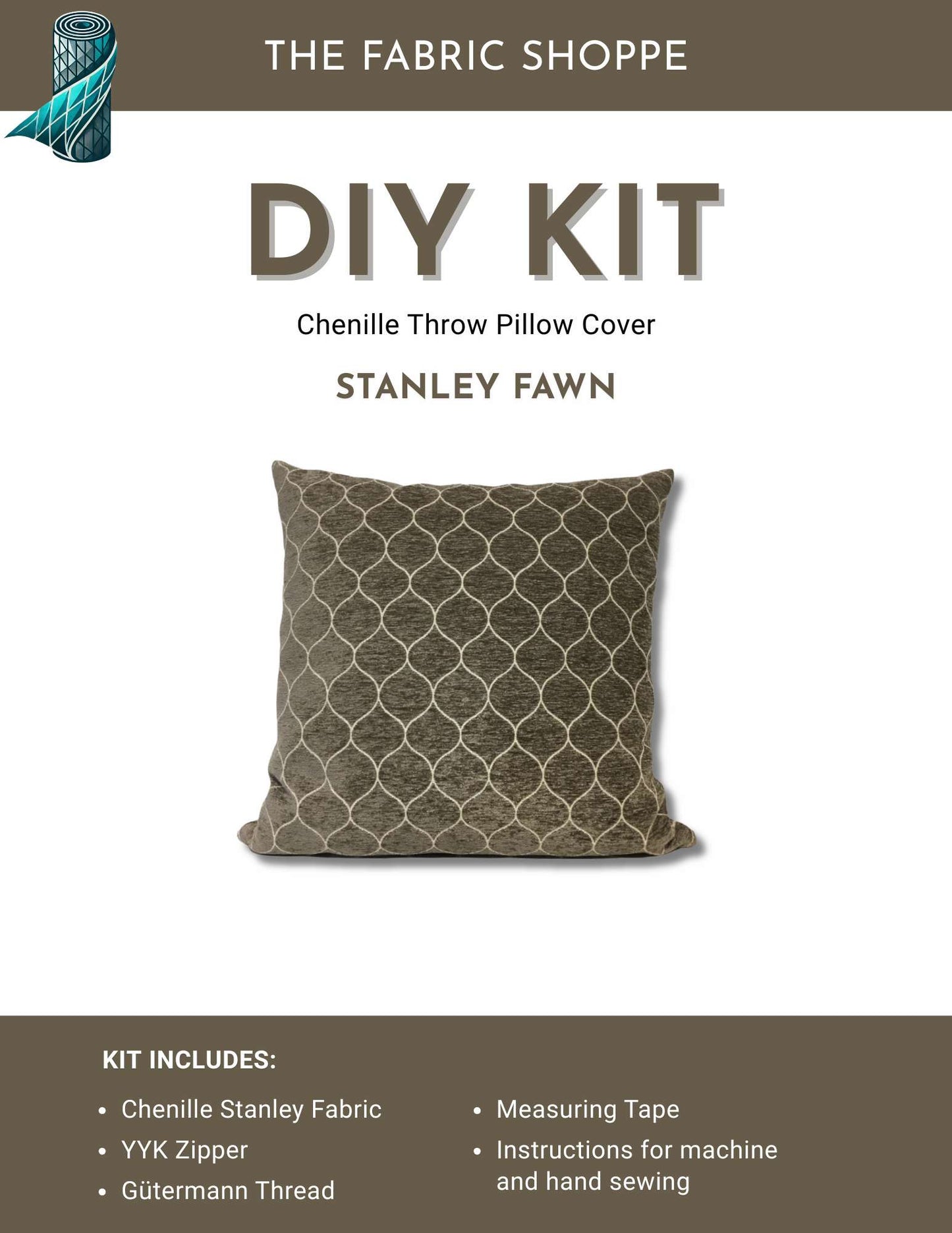 DIY Throw Pillow Cover Kit - Stanley Fawn Chenille Fabric