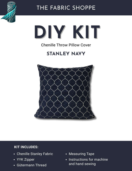 DIY Throw Pillow Cover Kit - Stanley Navy Chenille Fabric