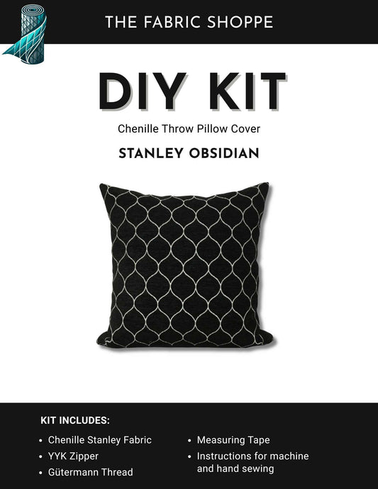 DIY Throw Pillow Cover Kit - Stanley Obsidian Chenille Fabric