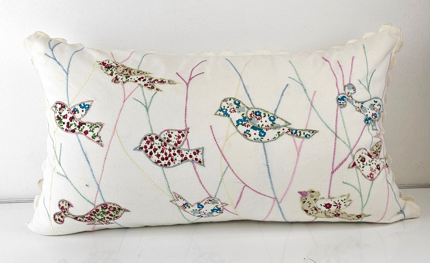 Birdies Cotton Lumbar Pillow Cover 12x22"