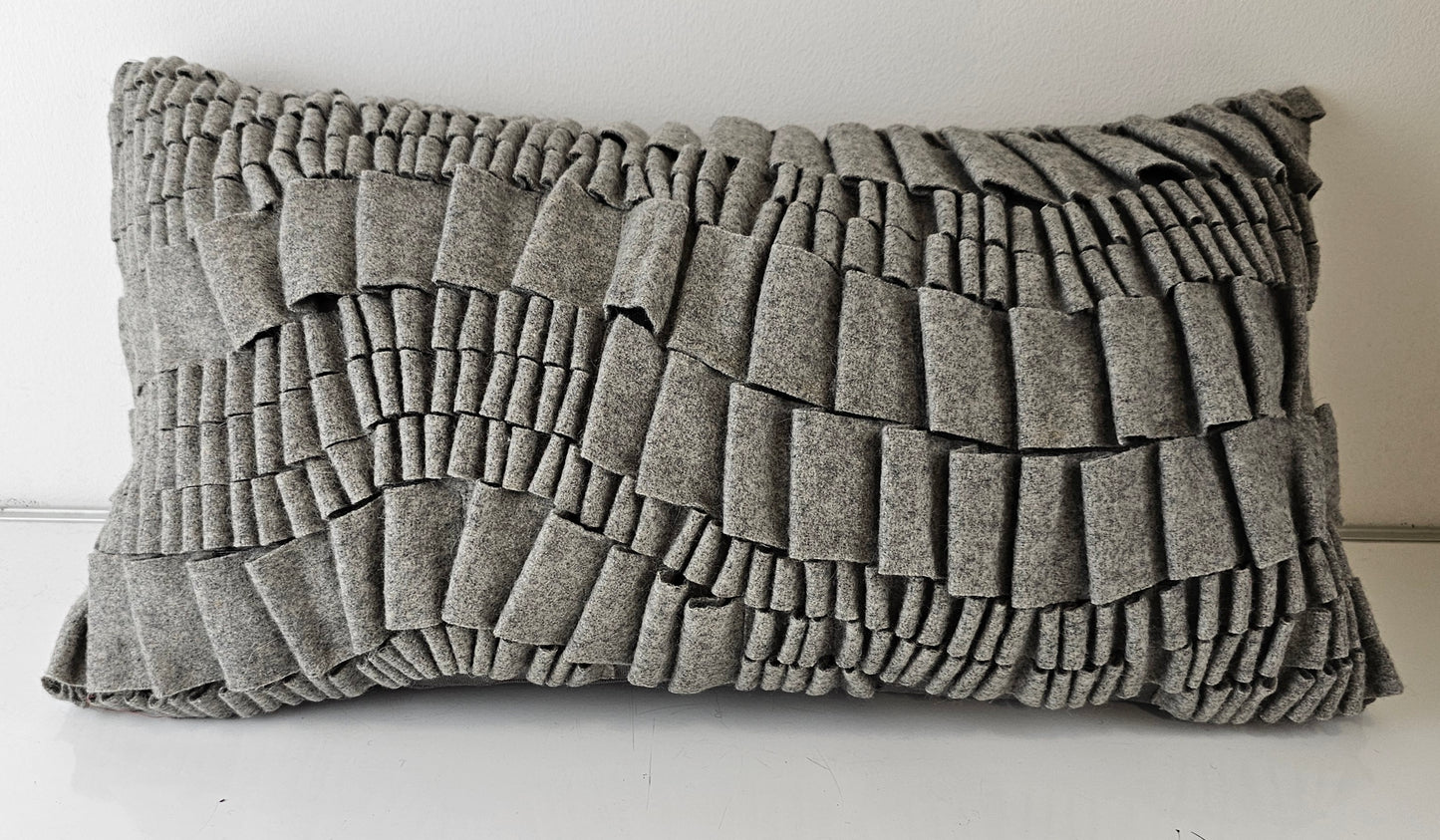 Waves Felted Pillow Cover 12x22"