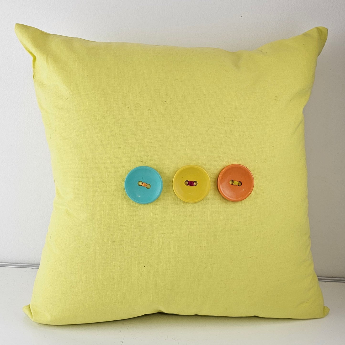 Triple Button Citrine 3 Button Throw Pillow Cover 17x17"